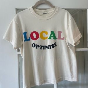 MadHappy tee, worn twice, size S - Local Optimist